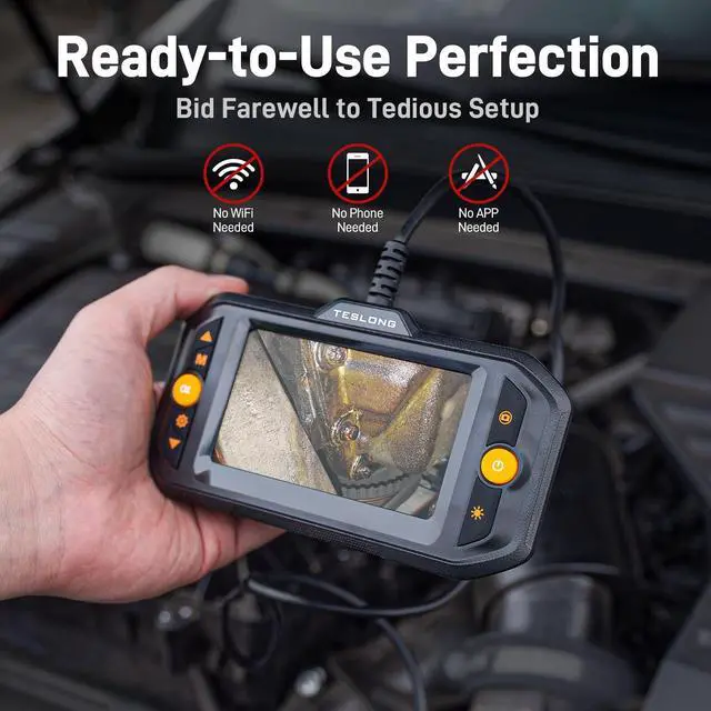 Alt view image 3 of 7 - Teslong Dual Lens Endoscope with Light, Mechanic Borescope Inspection Camera, Fiber Optic Scope, Flexible Snake Probe for Automotive, HVAC, Wall & Home Inspections (16.5FT)