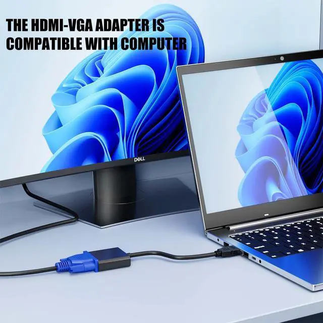 Alt view image 4 of 7 - KEHIPI HDMI to VGA, Gold-Plated HDMI to VGA Adapter (Male to Female) Contain 3.5mm Audio Port and Power Supply Port Computer, Desktop,Laptop,PC,Monitor,Projector,HDTV,Roku,Xbox,Support 4K 1080P