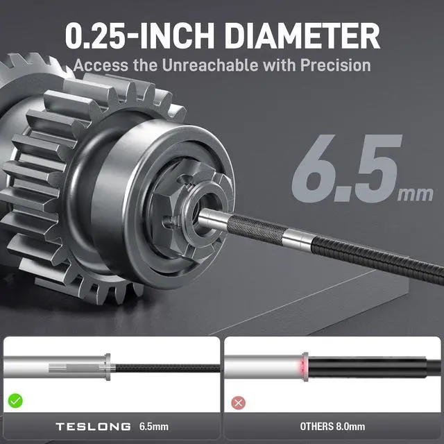 Alt view image 3 of 7 - KEHIPI 360 Articulating Borescope with Light, 5'' Monitor Industrial Inspection Camera with 4-Way Joystick Articulation, HD Endoscope Camera for Automotive, Pipes, and Mechanics (0.24inch-5FT)