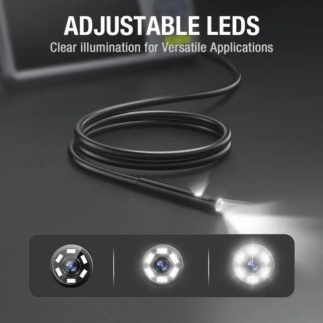 Alt view image 6 of 7 - 5mm Dual Lens Inspection Camera, Teslong Borescope with LED Light, HD Industrial Endoscope, 5" IPS Screen, Waterproof Video Scope Camera, Flexible Cable for Home/Automotive/Pipe/Car/Wall(5FT)