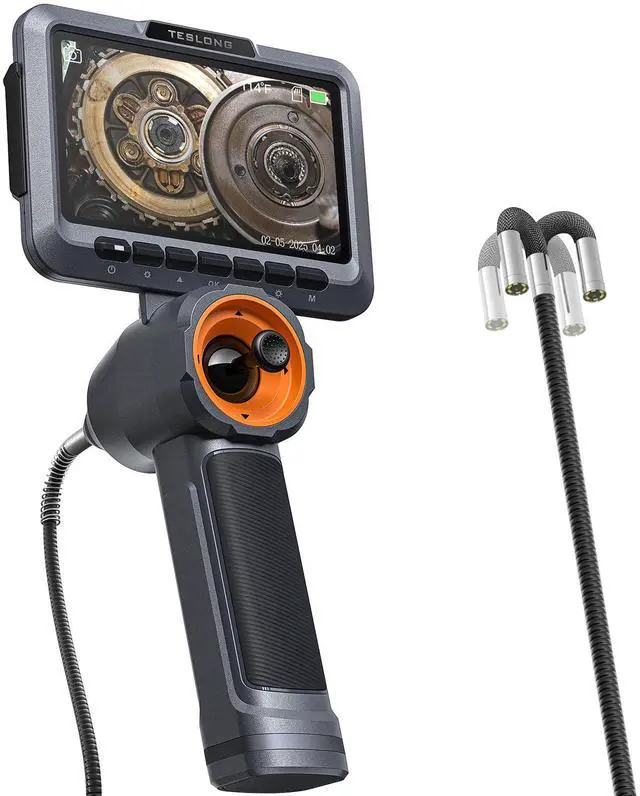 Main image of KEHIPI 360 Articulating Borescope with Light, 5'' Monitor Industrial Inspection Camera with 4-Way Joystick Articulation, HD Endoscope Camera for Automotive, Pipes, and Mechanics (0.24inch-5FT)