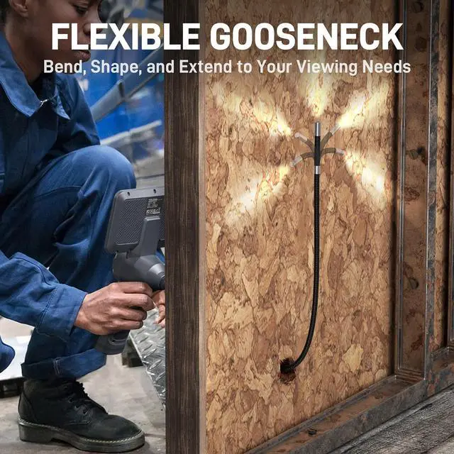 Alt view image 7 of 7 - KEHIPI 360 Articulating Borescope with Light, 5'' Monitor Industrial Inspection Camera with 4-Way Joystick Articulation, HD Endoscope Camera for Automotive, Pipes, and Mechanics (0.24inch-5FT)