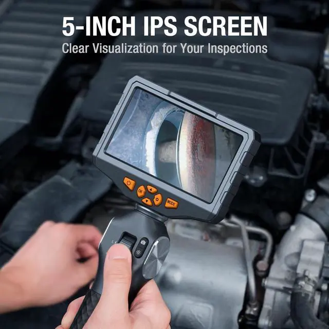 Alt view image 3 of 7 - Two-Way Articulating Borescope with Light, Teslong 5-inch IPS Endoscope Inspection Camera with Articulation Head, Automotive Mechanics Fiber Optic Scope-0.33inch