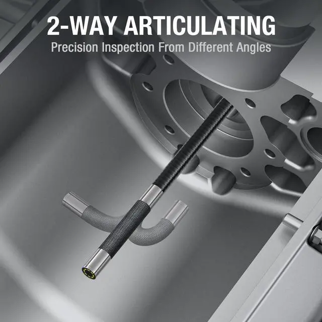 Alt view image 2 of 7 - Two-Way Articulating Borescope with Light, Teslong 5-inch IPS Endoscope Inspection Camera with Articulation Head, Automotive Mechanics Fiber Optic Scope-0.33inch