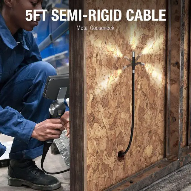 Alt view image 4 of 7 - Two-Way Articulating Borescope with Light, Teslong 5-inch IPS Endoscope Inspection Camera with Articulation Head, Automotive Mechanics Fiber Optic Scope-0.33inch