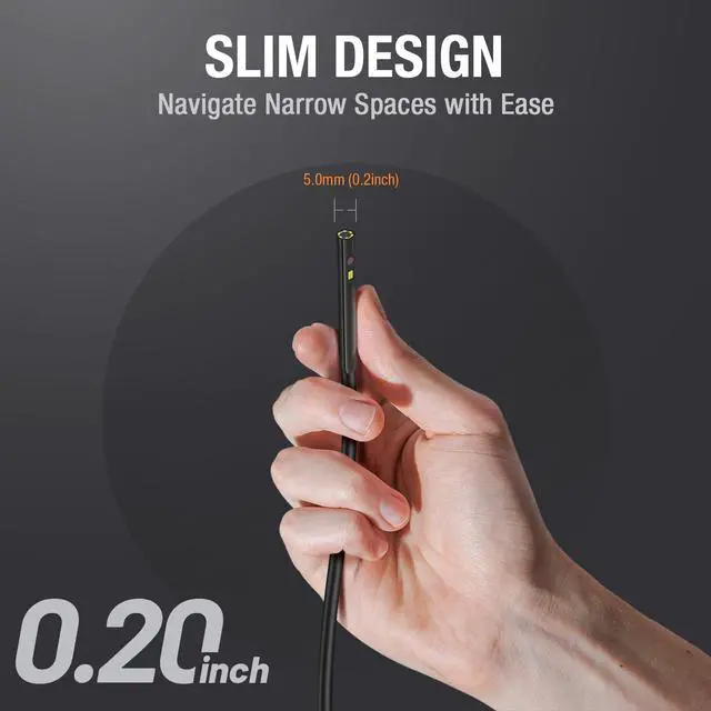 Alt view image 2 of 7 - KEHIPI Dual Lens Endoscope Camera with Light, 4.5" HD Snake Borescope Inspection Camera, 0.2inch Automotive Scope Camera with Flexible Cable, Industrial Fiber Optic for Engine Mechanic(5FT)