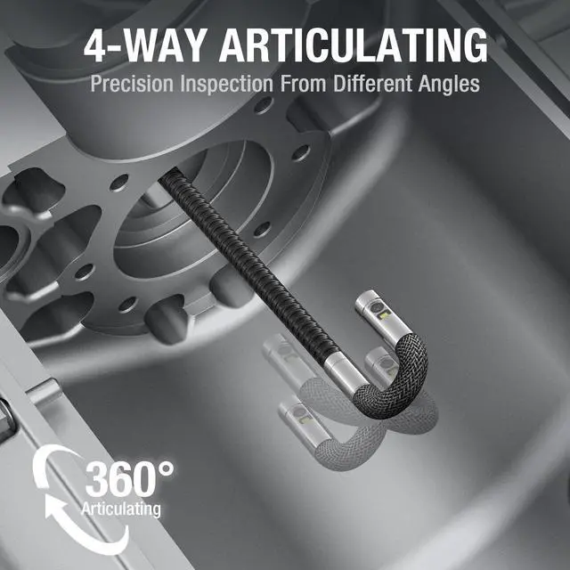 Alt view image 2 of 7 - Teslong Dual Lens 360 Articulating Borescope with 6 Monitor, Inspection Camera with 4-Way Joystick Articulation, HD Steerable Endoscope with Light, See in Wall Engine Hole Camera(0.24inch-5FT)