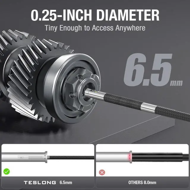 Alt view image 3 of 7 - Teslong Dual Lens 360 Articulating Borescope with 6 Monitor, Inspection Camera with 4-Way Joystick Articulation, HD Steerable Endoscope with Light, See in Wall Engine Hole Camera(0.24inch-5FT)
