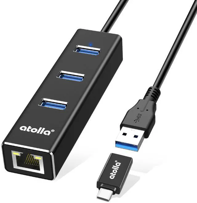 Main image of KEHIPI USB 3.0 Hub with Gigabit Ethernet 3-Port SuperSpeed USB-A Hub + USB-C Adapter, 5Gbps Data Transfer, Plug-&-Play, Aluminum Design Compatible with MacBook Pro/Air,Dell XPS,Surface,Chromebook