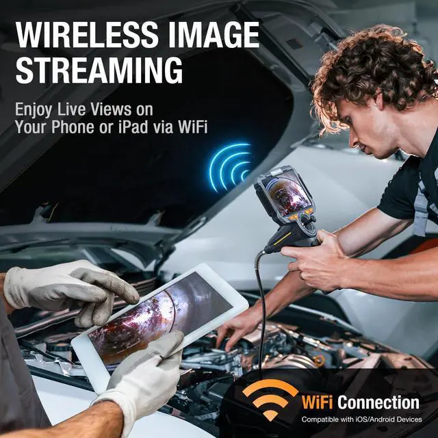 Alt view image 7 of 7 - Teslong Dual Lens 360 Articulating Borescope with 6 Monitor, Inspection Camera with 4-Way Joystick Articulation, HD Steerable Endoscope with Light, See in Wall Engine Hole Camera(0.24inch-5FT)