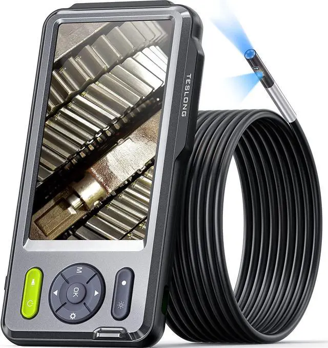 Main image of 5mm Dual Lens Inspection Camera, Teslong Borescope with LED Light, HD Industrial Endoscope, 5" IPS Screen, Waterproof Video Scope Camera, Flexible Cable for Home/Automotive/Pipe/Car/Wall(16.5FT)