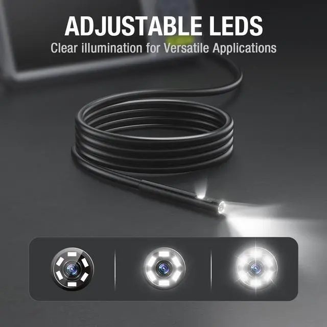 Alt view image 5 of 7 - 5mm Dual Lens Inspection Camera, Teslong Borescope with LED Light, HD Industrial Endoscope, 5" IPS Screen, Waterproof Video Scope Camera, Flexible Cable for Home/Automotive/Pipe/Car/Wall(16.5FT)