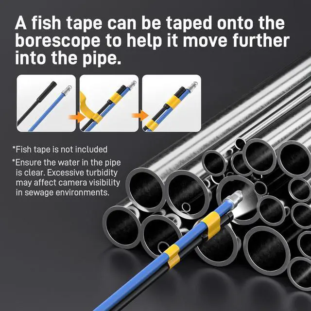 Alt view image 2 of 7 - Teslong 50FT USB-C Borescope Camera with Light, Only Compatible with iPhone 15/16 Android Phones, 50 ft Flexible Waterproof Endoscope for DIY Pipe Inspection with Drain Snake