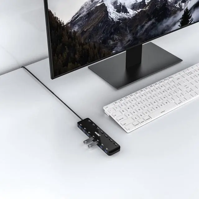Alt view image 7 of 7 - KEHIPI 7-Port USB 3.0 Hub Splitter, USB Extender Ultra Slim Data USB Hub with Individual Power Switch and LEDs