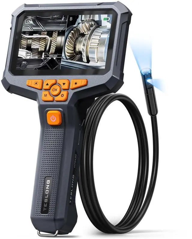 Main image of Dual Lens Endoscope Camera with Light, Teslong 4.3" HD Snake Borescope Inspection Camera, Automotive Scope Cam with Flexible Cable, Home Waterproof Fiber Optic for Sewer Drain Pipe (3.3FT)