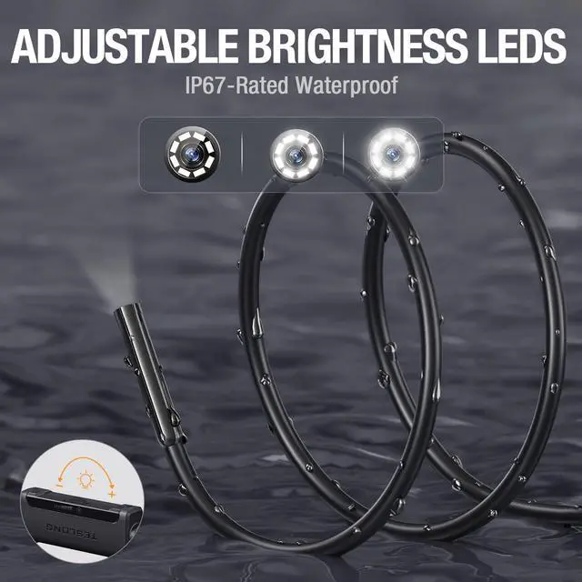Alt view image 5 of 7 - Endoscope Camera with Light, Teslong USB-C Borescope Inspection Camera with 8 LED Lights, Flexible Waterproof Snake Scope, Fiber Optic Cam Compatible with iPhone 15, Android Phone(33ft)