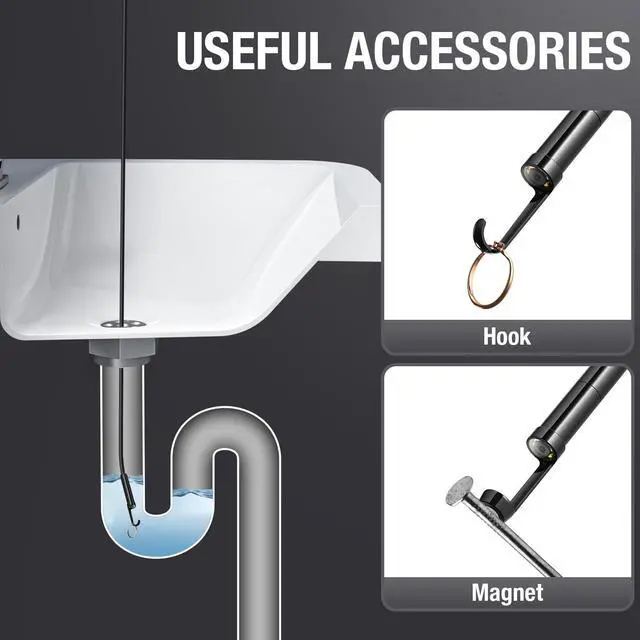 Alt view image 7 of 7 - Teslong 50FT Sewer Camera, Dual Lens Borescope with Light, 4.3" HD Drain Plumbing Endoscope Inspection Camera, Home Waterproof Flexible in Wall Cam Pipe Tools, Snake Scope for Air Duct HVAC