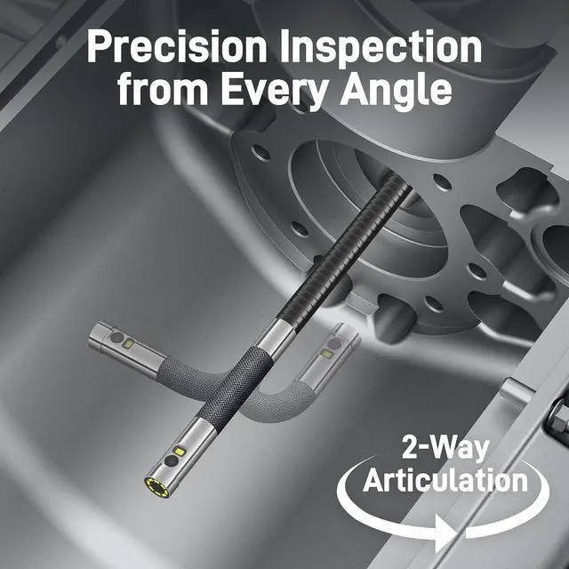 Alt view image 2 of 7 - Teslong Articulating Borescope with Dual Lens Endoscope Camera, Two-Way Articulated Industrial Inspection Camera with LED Light, Flexible Mechanic Fiber Optic Snake Scope Cam for Wall Automotive-5FT