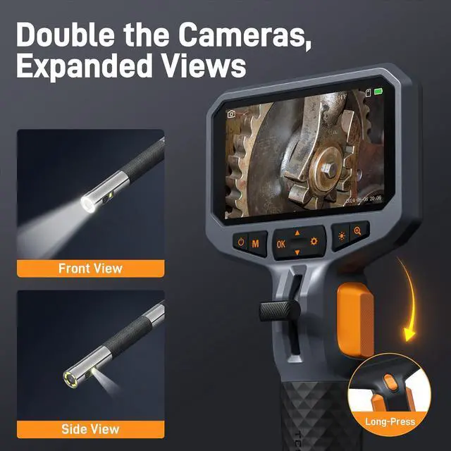 Alt view image 3 of 7 - Teslong Articulating Borescope with Dual Lens Endoscope Camera, Two-Way Articulated Industrial Inspection Camera with LED Light, Flexible Mechanic Fiber Optic Snake Scope Cam for Wall Automotive-5FT