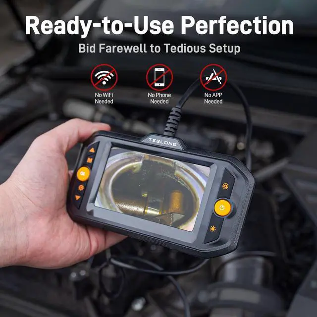 Alt view image 2 of 7 - Teslong Endoscope Borescope with Light, Snake Inspection Camera for Automotive Engine, Waterproof Fiber Optic Camera for Mechanics - Ideal for Wall, Vent, Wire Video Scope (16.5FT)