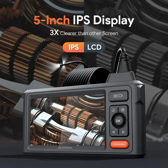 Alt view image 5 of 7 - KEHIPI 50ft Sewer Camera, 1080P HD Triple Lens Borescope, 5" IPS Screen Endoscope with Light, IP67 Waterproof Plumbing Drain Pipe Snake Inspection Camera with 32G Card, Carry Case