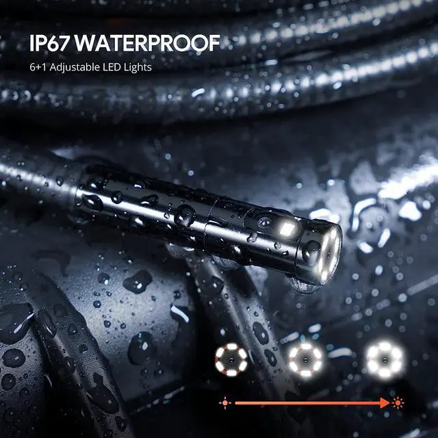 Alt view image 6 of 7 - KEHIPI 50FT Sewer Inspection Camera with 1080P Dual Lens, Led Light, 5" IPS Screen, Split Screen, IP67 Waterproof Endoscope, 7.9mm Borescope Probe