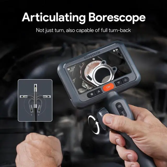 Alt view image 5 of 7 - KEHIPI Dual Lens Articulating Endoscope Camera with Lights, 4.5" Screen Two-Way Industrial Borescope, Flexible Snake Scope, Video Inspection Camera Tool for Wall Engine Auto Mechanics - 10FT