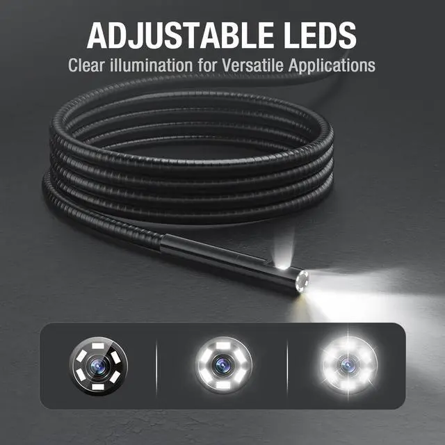 Alt view image 4 of 7 - Teslong Inspection Camera, Dual Lens Borescope Camera with Light, NTS300 5" IPS Industrial Endoscope, 1080P Waterproof Flexible Mechanic Fiber Optic Snake Scope Cam for Wall Automotive Engine (3.3FT)