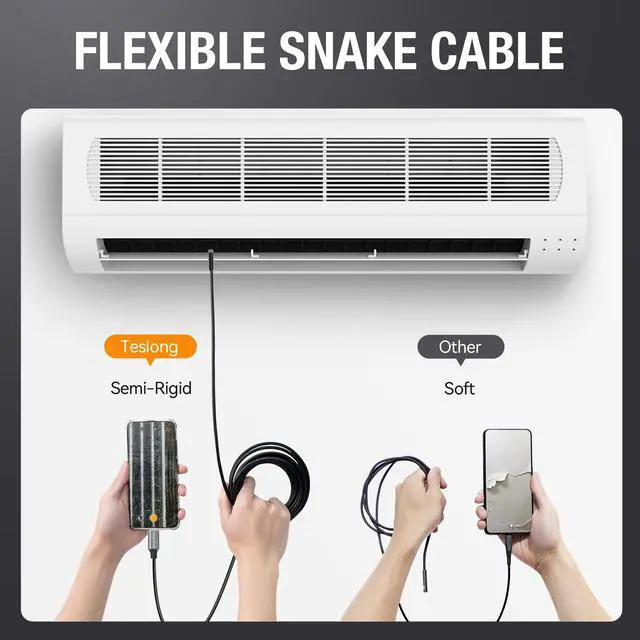 Alt view image 5 of 7 - USB C Endoscope Camera with Light, Teslong Type-C Snake Borescope Camera with 8 LED Lights, 10FT Flexible Waterproof Inspection Cam, Fiber Optic Scope Compatible with iPhone 15/16, Android Phone