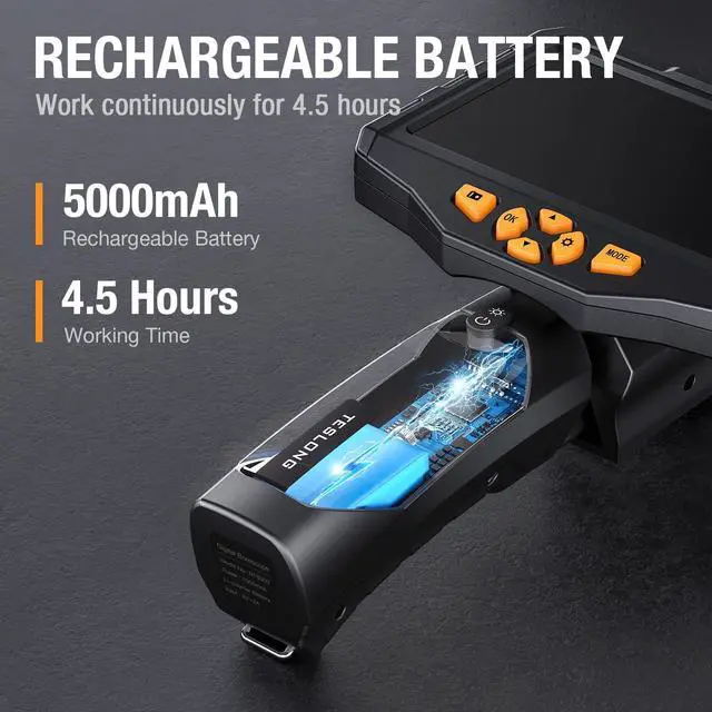 Alt view image 7 of 7 - Teslong Inspection Camera, Dual Lens Borescope Camera with Light, NTS300 5" IPS Industrial Endoscope, 1080P Waterproof Flexible Mechanic Fiber Optic Snake Scope Cam for Wall Automotive Engine (3.3FT)