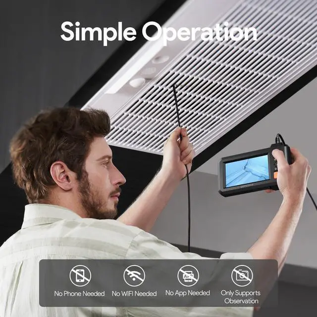 Alt view image 3 of 7 - KEHIPI Industrial Borescope Tool & 4.3" IPS Screen, Bluart 3.0 Tech, HD Digital Endoscope Camera Lights, IP67 Inspection Camera, 16.5FT Semi-Rigid Drain Snake Cable, Cool Gadget Gift, Mechanic Tool