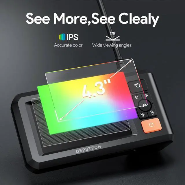 Alt view image 5 of 7 - KEHIPI Industrial Borescope Tool & 4.3" IPS Screen, Bluart 3.0 Tech, HD Digital Endoscope Camera Lights, IP67 Inspection Camera, 16.5FT Semi-Rigid Drain Snake Cable, Cool Gadget Gift, Mechanic Tool