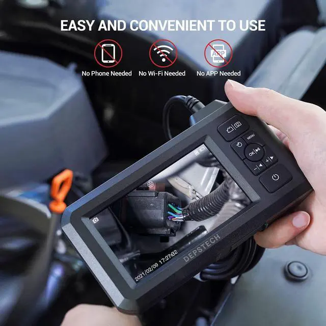 Alt view image 3 of 7 - KEHIPI 5.5mm Industrial Endoscope, 1080P Digital Borescope Inspection Camera with 4.3" Screen, IP67 Waterproof Snake Camera with Lights,16.5FT Semi-Rigid Cable, 32GB Card &Photo Capture,Helpful Tool