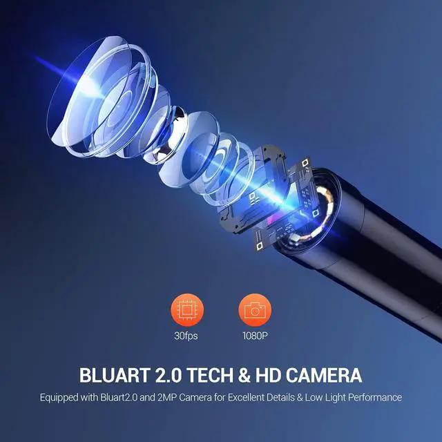 Alt view image 5 of 7 - KEHIPI 5.5mm Industrial Endoscope, 1080P Digital Borescope Inspection Camera with 4.3" Screen, IP67 Waterproof Snake Camera with Lights,16.5FT Semi-Rigid Cable, 32GB Card &Photo Capture,Helpful Tool