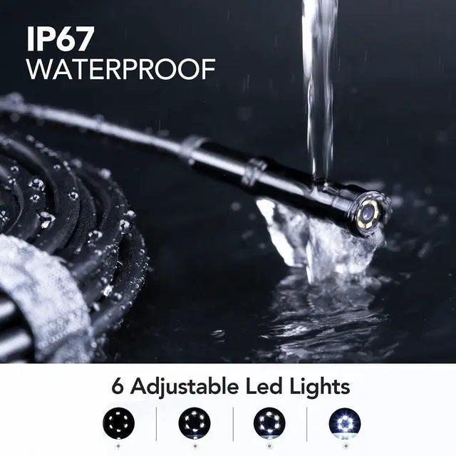 Alt view image 5 of 7 - KEHIPI 5.5mm Industrial Endoscope, 1080P Digital Borescope Inspection Camera with 4.3" Screen, IP67 Waterproof Snake Camera with Lights,16.5FT Semi-Rigid Cable, 32GB Card &Photo Capture (Orange)