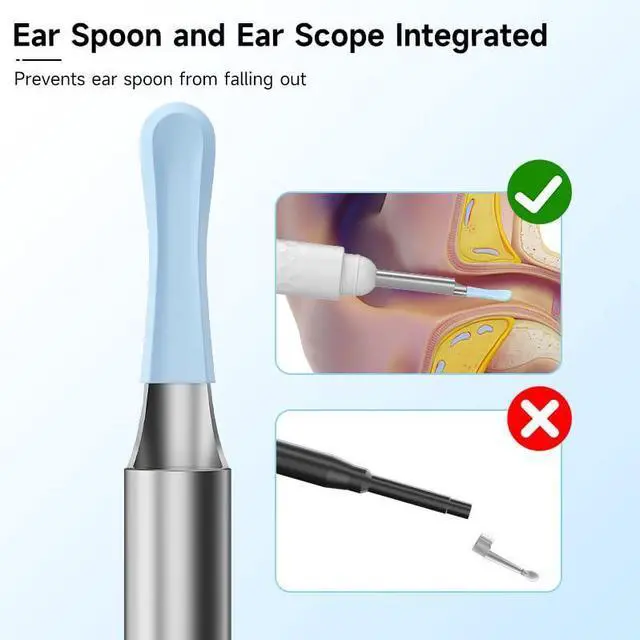 Alt view image 5 of 6 - KEHIPI Ear Wax Removal Tool Camera, Otoscope with 8 Pcs Ear Set, Digital Visual Ear Pick Wax Remover, Ear Cleaning Kit with 6 Ear Spoon for iOS & Android-White