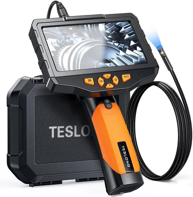 Main image of Teslong Inspection Camera, Dual Lens Borescope Camera with Light, NTS300 5" IPS Industrial Endoscope, 1080P Waterproof Flexible Mechanic Fiber Optic Snake Scope Cam for Wall Automotive Engine (3.3FT)