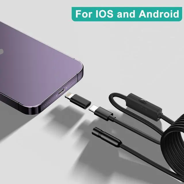 Alt view image 2 of 7 - KEHIPI Endoscope with Light,1080P HD Borescope Camera with 8 Adjustable LED Lights 8mm Lens, Inspection Camera with 16.5ft Semi-Rigid Cable, Compatible with for iOS and Android