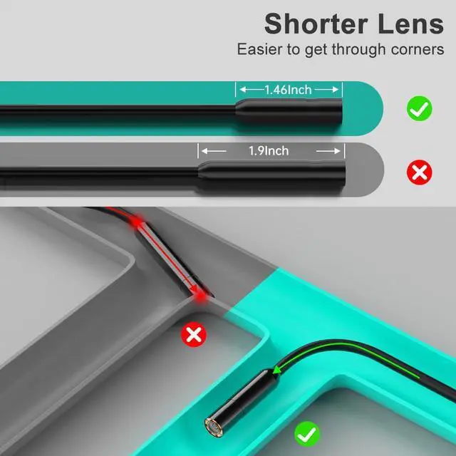 Alt view image 5 of 7 - KEHIPI Endoscope with Light,1080P HD Borescope Camera with 8 Adjustable LED Lights 8mm Lens, Inspection Camera with 16.5ft Semi-Rigid Cable, Compatible with for iOS and Android