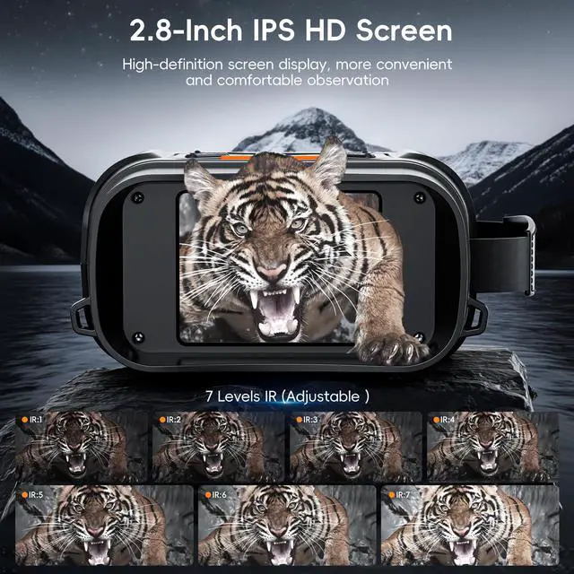 Alt view image 2 of 7 - KEHIPI Night Vision Goggles, Night Vision Binoculars for Adults, 10X Digital Zoom, 2.8'' HD Screen Binoculars Camera can Take Photo and Video with 32GB TF Card, Support Connecting to Computer