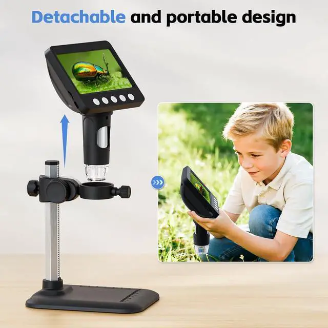Alt view image 6 of 7 - KEHIPI 4.3" Digital Microscope for Adults, Coin Microscope1000X Magnification with 8 Ajustable LED Fill Lights, USB Microscope for Windows/MacOS, Coin Collection Supplies (376)