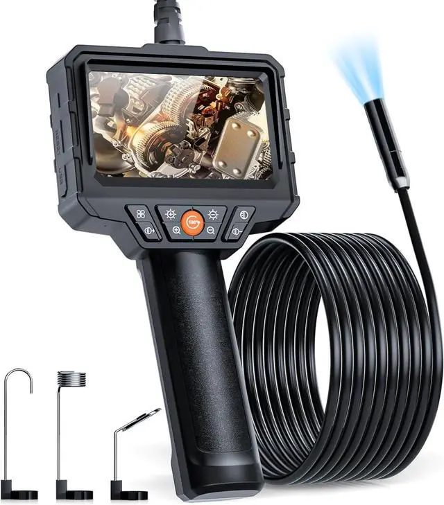 Alt view image 4 of 7 - KEHIPI Endoscope Camera with Light, 4.3'' LCD Screen HD Digital Handheld Borescope IP67 Waterproof Snake Sewer Inspection Camera with 8 LED Lights, 3 Accessories, Semi-Rigid Cable-15M(49.2FT)
