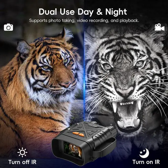 Alt view image 3 of 7 - KEHIPI Night Vision Goggles, Night Vision Binoculars for Adults, 10X Digital Zoom, 2.8'' HD Screen Binoculars Camera can Take Photo and Video with 32GB TF Card, Support Connecting to Computer