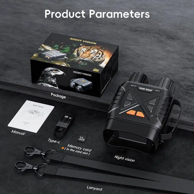 Alt view image 7 of 7 - KEHIPI Night Vision Goggles, Night Vision Binoculars for Adults, 10X Digital Zoom, 2.8'' HD Screen Binoculars Camera can Take Photo and Video with 32GB TF Card, Support Connecting to Computer