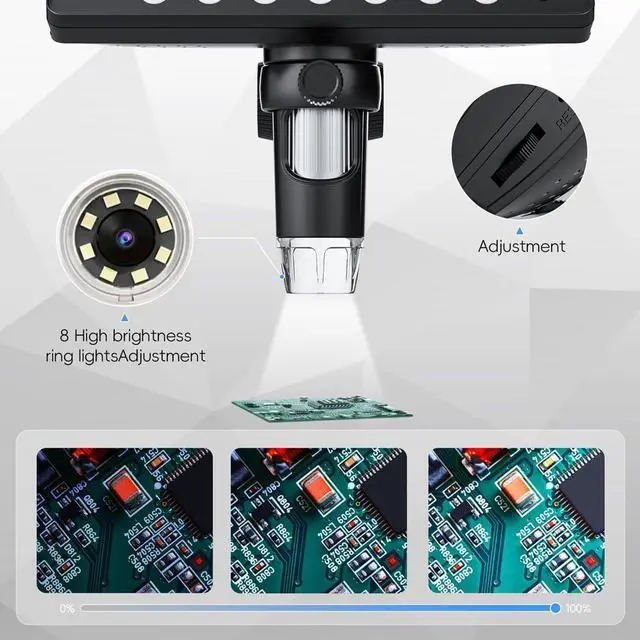 Alt view image 7 of 7 - KEHIPI 7" Digital Microscope for Adults, Coin Microscope 1200X Magnification with 8 Ajustable LED Fill Lights and 32GB Card, USB Microscope for Windows/MacOS, Coin Collection Supplies