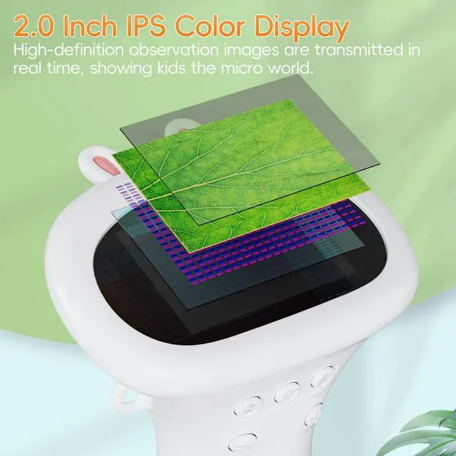 Alt view image 2 of 7 - KEHIPI Microscope for Kids, 2" IPS Screen 1000X Handheld Digital Microscopes HD Pocket Portable Mini USB Microscope Camera, PC Compatible, Science Edu Fun Birthday Gifts Toys for Children Students