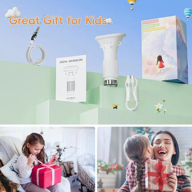 Alt view image 7 of 7 - KEHIPI Microscope for Kids, 2" IPS Screen 1000X Handheld Digital Microscopes HD Pocket Portable Mini USB Microscope Camera, PC Compatible, Science Edu Fun Birthday Gifts Toys for Children Students