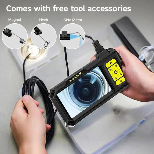 Alt view image 2 of 7 - KEHIPI Borescope Camera with Light, 1080P HD Endoscope with 8 Adjustable LEDs, 4.3" Inspection Camera with 16.4ft Semi-Rigid Cable, 8mm IP67 Waterproof Lens-Father's Day Gift&Cool Gadgets for Men