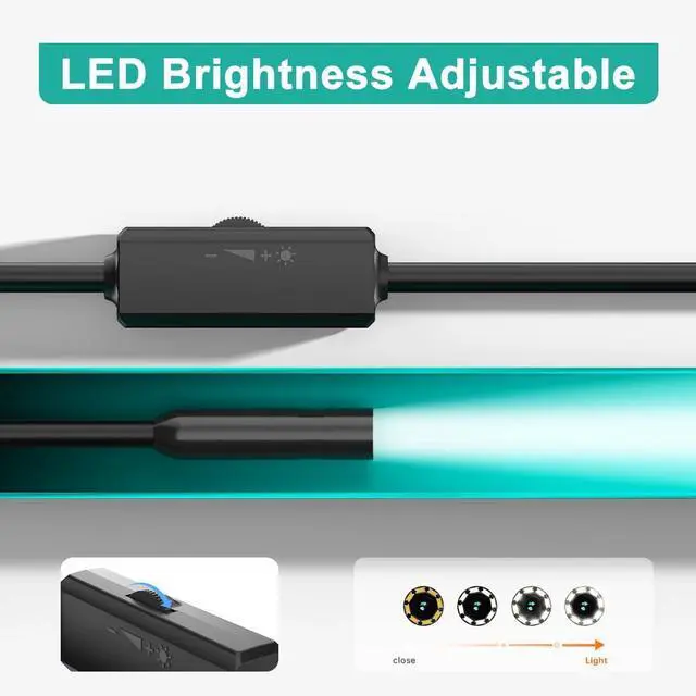 Alt view image 7 of 7 - KEHIPI Endoscope with Light,1080P HD Borescope Camera with 8 Adjustable LED Lights 8mm Lens, Inspection Camera with 16.5ft Semi-Rigid Cable, Compatible with for iOS and Android