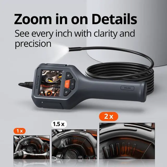 Alt view image 3 of 7 - KEHIPI Endoscope Camera with Light, 1080P HD Borescope Inspection Camera with 2X Zoom, IP67 Waterproof Plumbing Snake Camera, 16.5ft Semi-Rigid Cable, 2.4'' IPS Screen Scope Camera Gadgets for Men